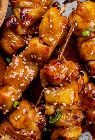 Kids! Organic Teriyaki Chicken Skewers w/ jasmine rice & veggies