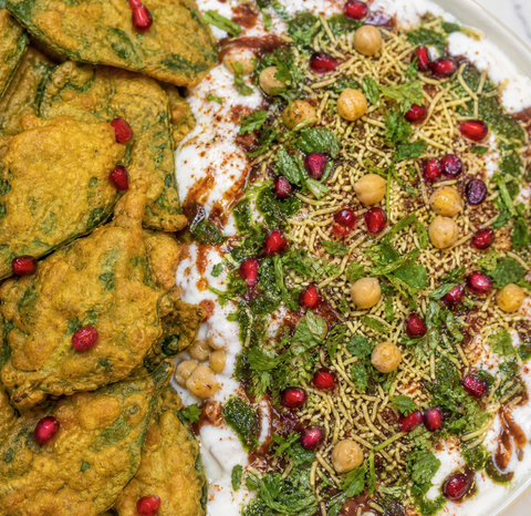 Vegan! Dahi Chana w/palak patta chaat