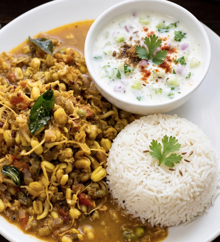 Sprouted Mung Daal Chawal