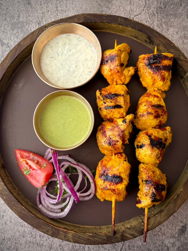 Anchaari Chicken Tikka Skewers w/chutney