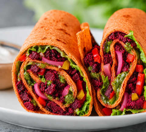 Beetroot Paneer kebab wrap