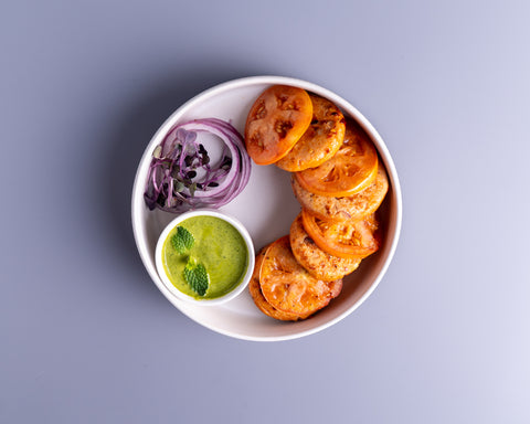 Chicken Chapli Kebab mint sauce w/cucumber salad