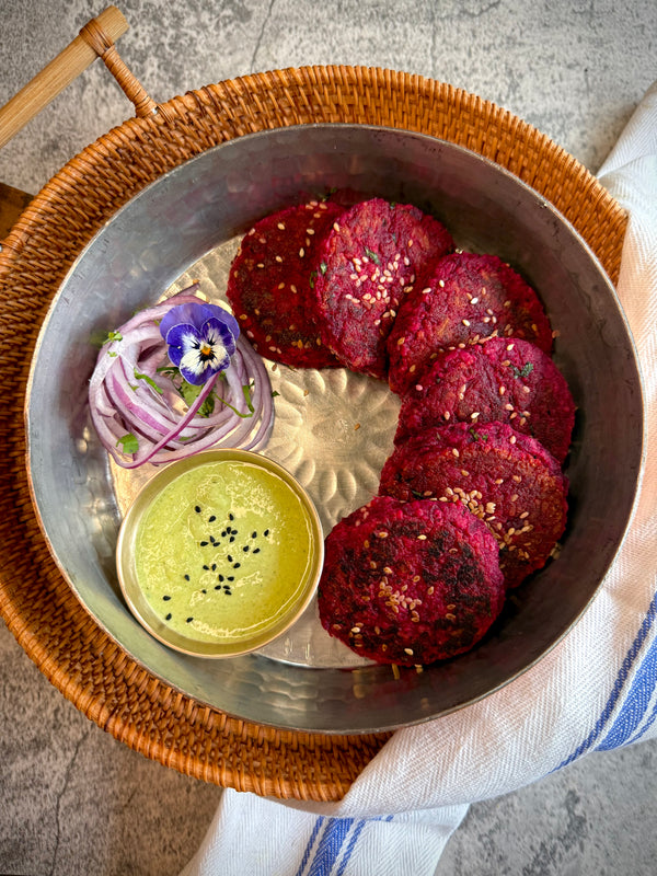 Beetroot Paneer Kebab (w/chutney)(T)