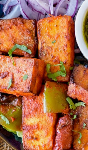 Tandoori Tofu Tikka (cashew) w/vegan chutney