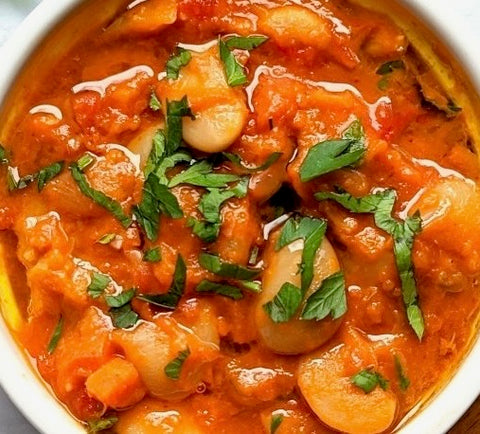 Greek! Baked Gigante Beans in tomato sauce side of greek salad