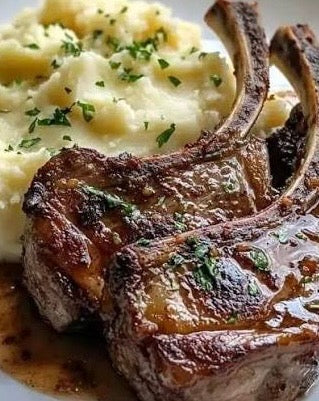 French Lamb Chops, balsamic glaze side of mash potatoes