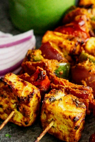 Anchari Paneer Tikka mint chutney w/cucumber salad