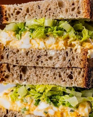 Chefs Special! Organic Egg Salad Sandwich on rye bread w/ today's special soup