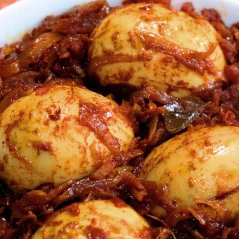 Kerala! Organic Egg Roast w/ steamed matta rice