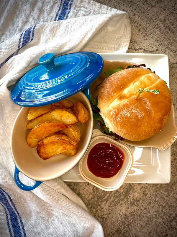 Organic chicken bruger w/house fries
