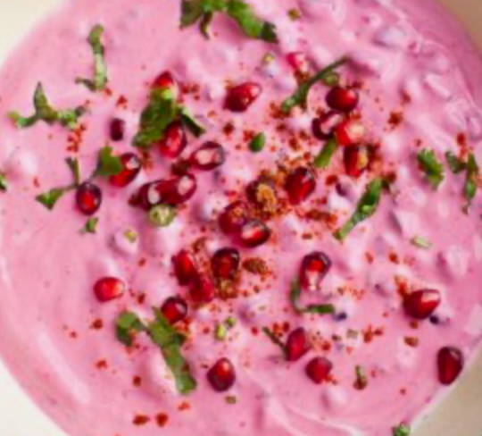 Vrat Special! Anar Cucumber Raita ( pomegranate, peanuts)(T)