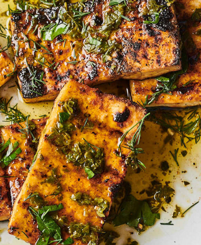 Mediterranean Grilled Tofu w/farro salad