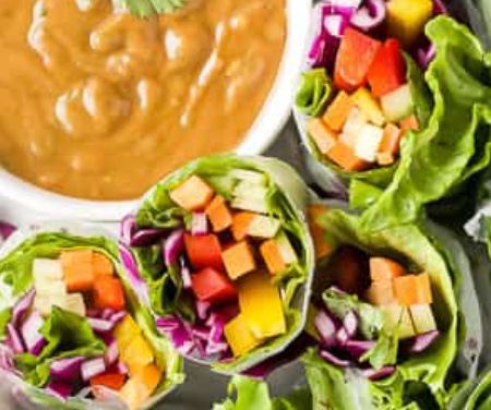 New! Thai Vegetable Spring rolls w/peanut sauce (T)