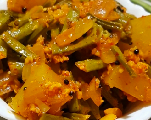 Marathi! Gavar Bhoplachi Bhaaji (cluster beans, pumpkin) (T)