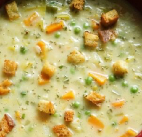 Extra New! Cream of Vegetable Soup w/ gluten free croutons(T)