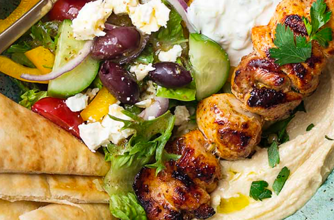 Persian Chicken Jojeh Kebab(Cashew) w/hummus & pita