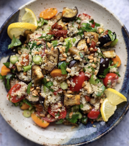New! Peruvian Quinoa with Charred Eggplant Salad(T)