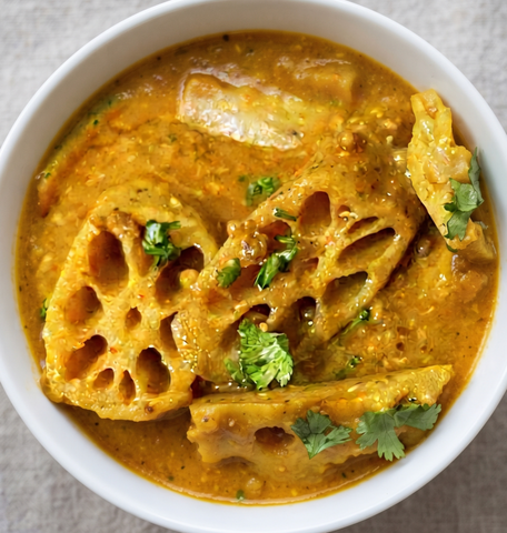 Kashmiri Nader Daal (lotus root in mung daal)