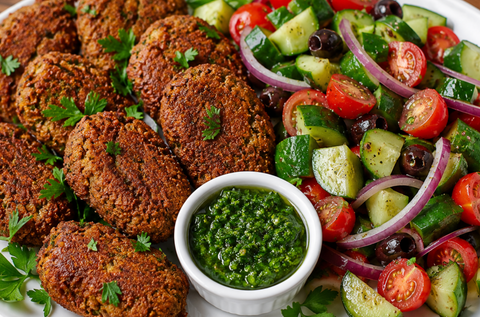Greek Lentil Kebab w/ greek salad- VEGAN