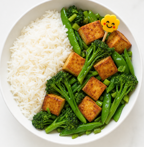 Kids! Stir fry paneer veggies w/jasmine rice