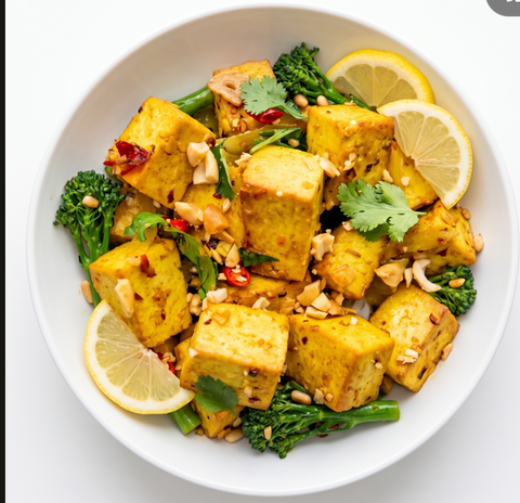 Lemongrass Ginger tofu w/garlic broccoli