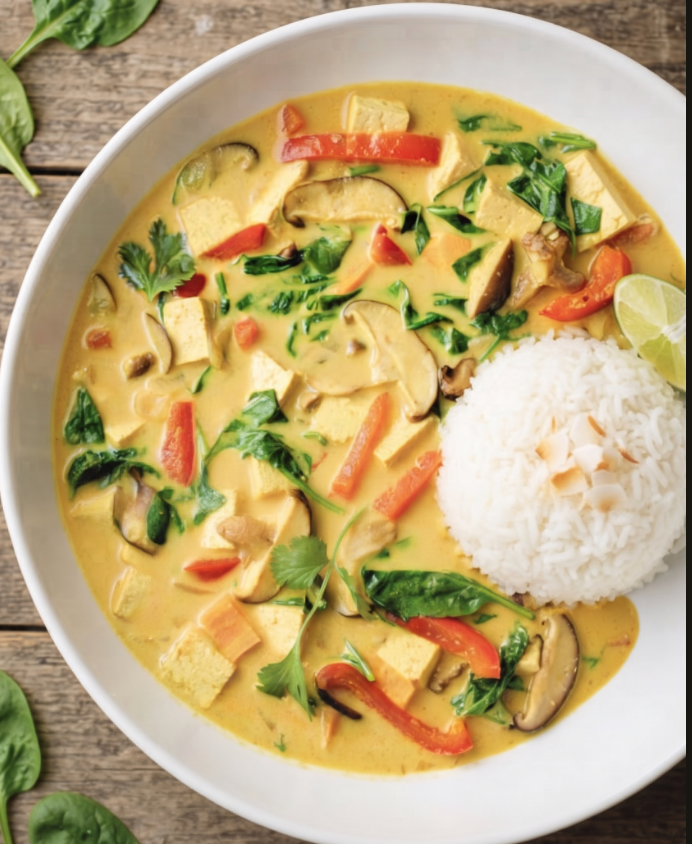 Sri Lankan Tofu & Curry with coconut rice