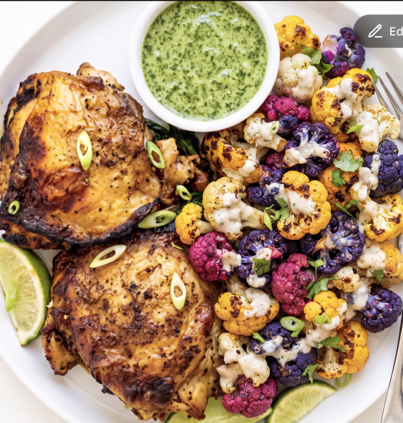 Aji Amarillo Chicken w/ Roasted Rainbow Florets