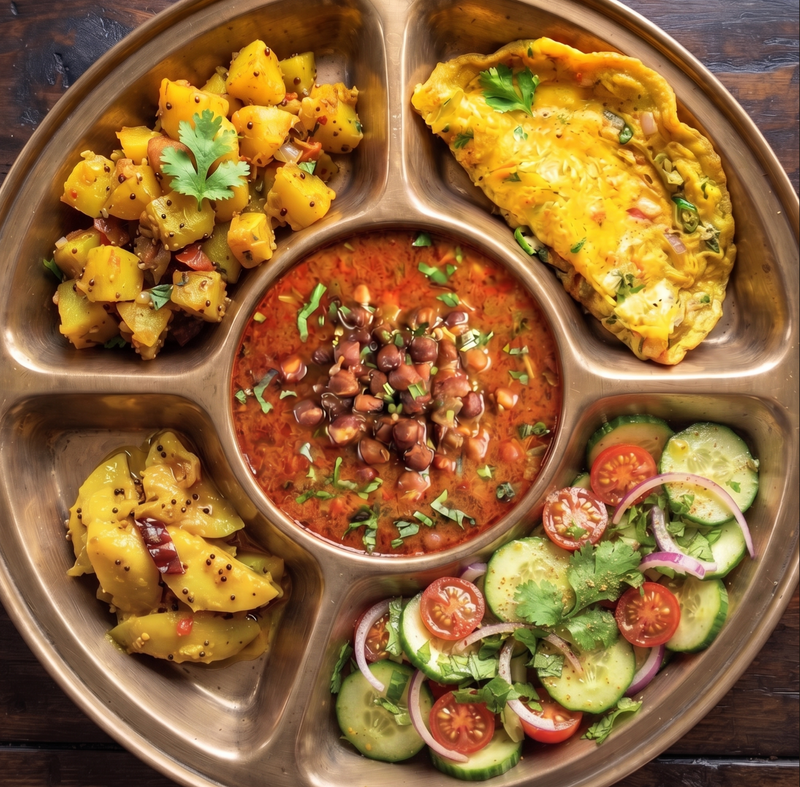 Nani Ki Rasoi Protein Bowl — Kala Chana Masala, Sitaphal Ki Sabzi, Besan Chilla & Homemade Shalgam Achaar
