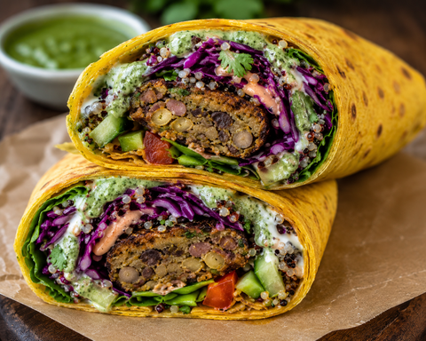 Three beans tikki and quinoa wrap- VEGAN