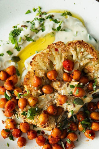 Grilled Cauliflower Steak w/chickpea salad