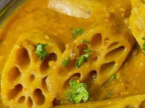 Kashmiri Nader Daal (lotus root in mung daal)