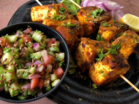 Amritsari Tofu Tikka with Flaxseed Kachumber